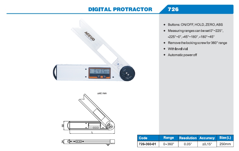 Digital Protractor 726