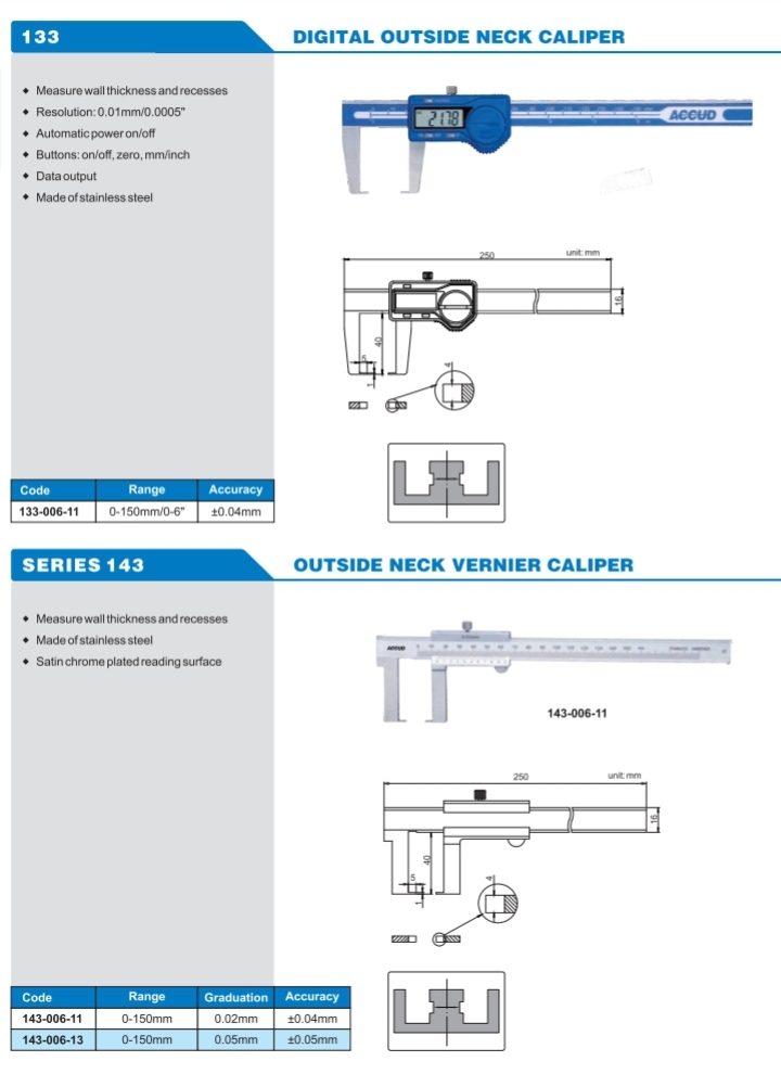 Digital/Vernier Outside Neck Caliper