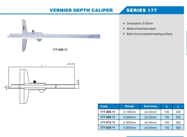 Vernier Depth Caliper